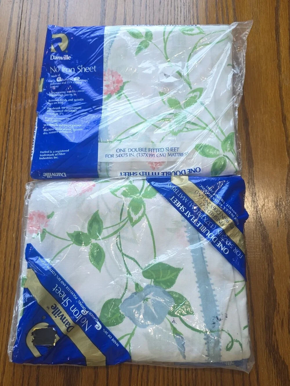 Vtg Danville By Dan River Sheet Set Double Flat & Fitted Floral NOS Made In USA